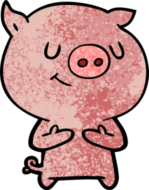 Bir insan tarafından çizilmiş mutlu çizgi film domuzu.