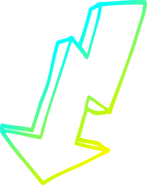 Bir insan tarafından çizilmiş bir çizgi film yıldırımının soğuk gradyan çizimi