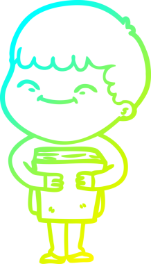 Bir çizgi film karakteri çizen soğuk çizgi bir insan tarafından çizilmiş mutlu çocuk.