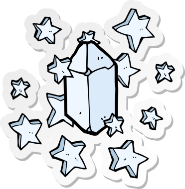 Bir insan tarafından çizilmiş kristal bir karikatür çıkartması.