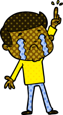 Bir insan tarafından çizilmiş ağlayan çizgi film adamı.