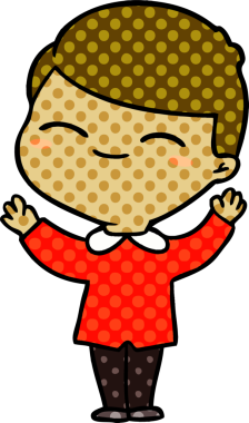 Bir insan tarafından çizilmiş gülümseyen çocuk.