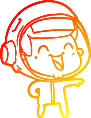 Bir insan tarafından çizilmiş mutlu bir astronotun sıcak çizgi çizimi