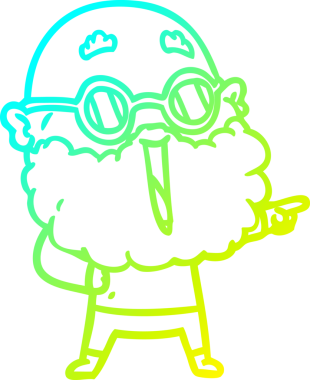 Soğuk gradyan çizgisi, çizgi film karakteri sakallı, neşeli bir adamın insan tarafından çizilmiş parmağını gösteriyor.