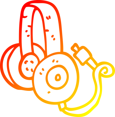 Bir insan tarafından çizilmiş bir çizgi film kulaklığının sıcak gradyanı.