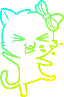 Bir insan tarafından çizilen çizgi film kedisinin soğuk gradyan çizgisi.