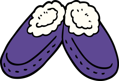 Bir insan tarafından çizilmiş mor çizgili terlikler