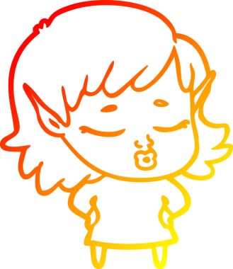 Bir insan tarafından çizilmiş güzel bir elf kızı çizimi.