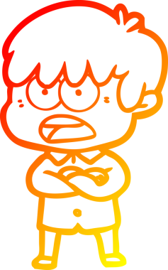 Bir insan tarafından çizilmiş endişeli bir çizgi film çocuğu çizimi.