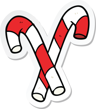 Bir insan tarafından çizilmiş karikatür şeker kamışı çıkartması.