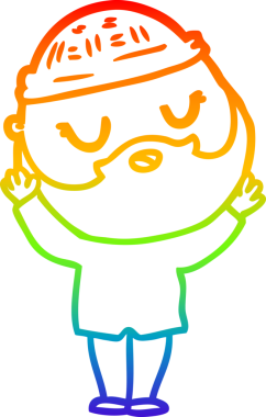 Bir insan tarafından çizilmiş sakallı bir karikatür çizimi.