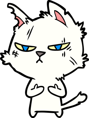 Bir insan tarafından çizilmiş sert çizgi film kedisi.