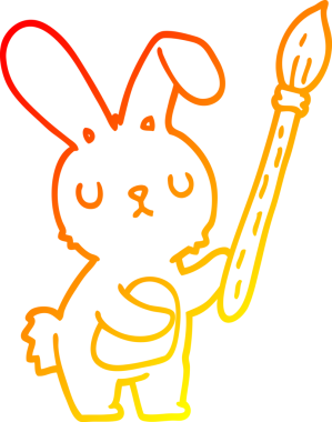 Bir insan tarafından çizilmiş fırçalı bir tavşan çizimi.