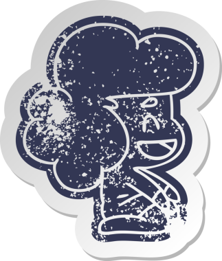 Bir insan tarafından çizilmiş kawaii uzaylı bir kızın sıkıntılı karikatür çıkartması.