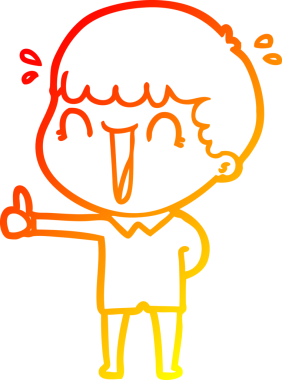 Bir insan tarafından çizilmiş gülen bir çizgi film karakterinin sıcak çizgi çizimi.