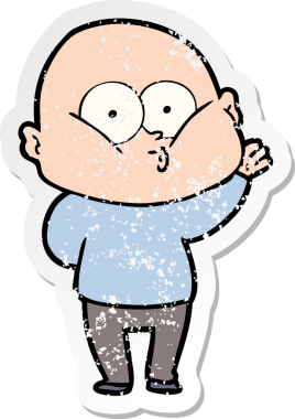 Bir insan tarafından çizilmiş kel bir adamın sıkıntılı çıkartması.