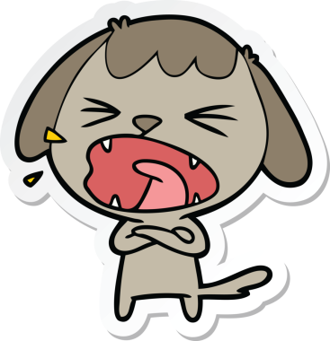 Bir insan tarafından çizilmiş şirin bir köpeğin çıkartması.