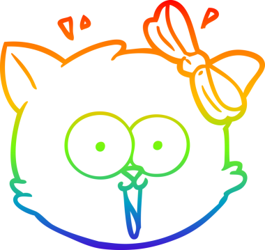 gökkuşağı gradyan çizgi çizimi bir insan tarafından çizilmiş şaşırtılmış kedi yüzü