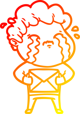 Bir insan tarafından çizilmiş ağlayan bir çizgi film karakteri çizimi.