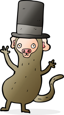 Bir insan tarafından çizilmiş silindir şapkalı maymun.