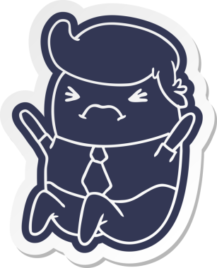 Bir insan tarafından çizilmiş bir kawai iş adamının karikatür çıkartması.