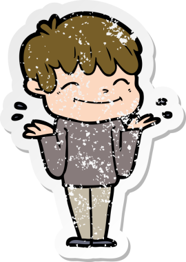 Bir insan tarafından çizilmiş mutlu bir çocuğun sıkıntılı çıkartması.