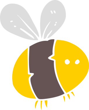 Bir insan tarafından çizilen arıların düz renk çizimi