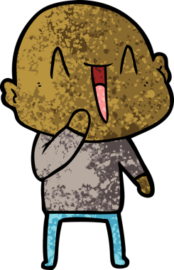 Bir insan tarafından çizilmiş mutlu, kel adam.