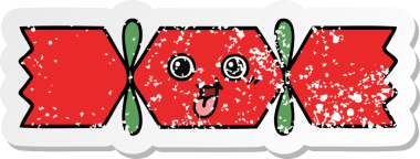 Bir insan tarafından çizilmiş tatlı bir noel krakerinin sıkıntılı çıkartması.