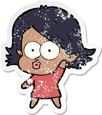 Bir insan tarafından çizilmiş karikatür kızının sıkıntılı çıkartması.