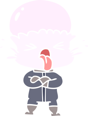 Bir insan tarafından çizilmiş garip düz renkli çizgi film uzaylısıName