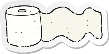 Bir insan tarafından çizilmiş çizgi film tuvalet kağıdının gerilimli retro yapıştırması.