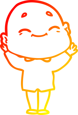 Bir insan tarafından çizilmiş, mutlu kel bir adamın çizgi çizimi.