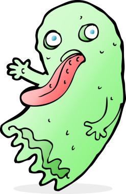 Bir insan tarafından çizilmiş iğrenç bir çizgi film hayaleti.