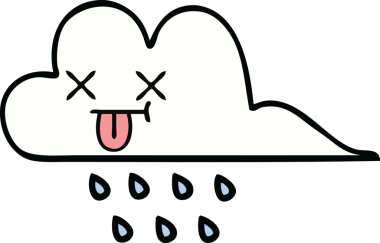 Bir insan tarafından çizilmiş şirin yağmur bulutu karikatürü