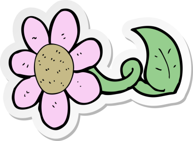 Bir insan tarafından çizilmiş karikatür çiçeğinin çıkartması.