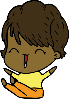 Bir insan tarafından çizilmiş gülen kadın çizgi filmi.