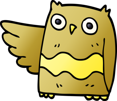 Bir insan tarafından çizilmiş mutlu baykuş.