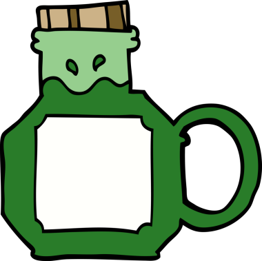 Bir insan tarafından çizilmiş yeşil iksir.