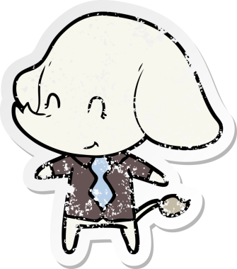 Bir insan tarafından çizilmiş şirin bir fil patronunun sıkıntılı çıkartması.