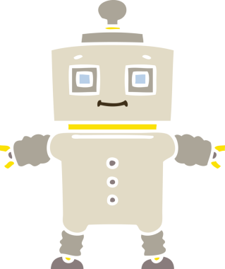 Bir insan tarafından çizilmiş tuhaf çizgi film robotu.