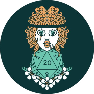 Bir insan tarafından çizilmiş 20 zarlı insan barbar simgesi.