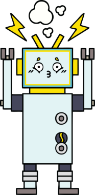 Bir insan tarafından çizilmiş sevimli bir robot karikatürü.