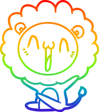 gökkuşağı gradyanı çizimi bir insan tarafından çizilmiş mutlu bir karikatür aslanı