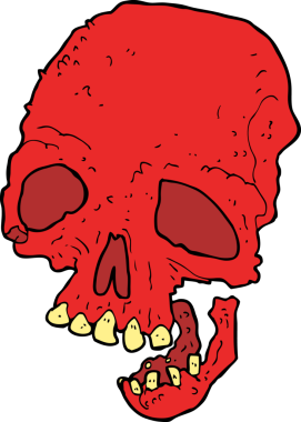 Bir insan tarafından çizilmiş ürkütücü bir kafatası.