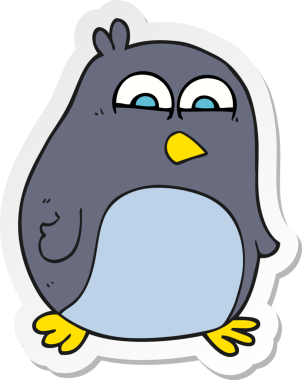 Bir insan tarafından çizilmiş karikatür pengueni çıkartması.