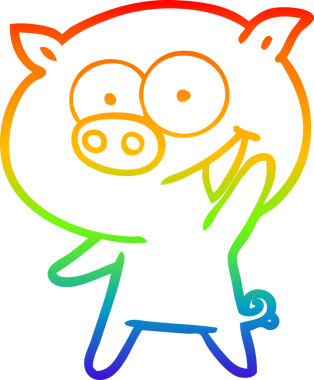 Bir insan tarafından çizilmiş neşeli bir domuz çizgi filminin gradyan çizimi.