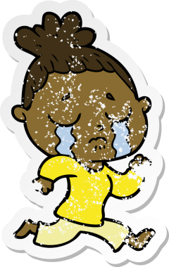 Bir insan tarafından çizilmiş, ağlayan bir karikatür çıkartması.