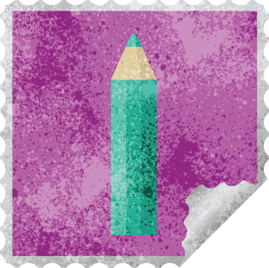 bir insan tarafından çizilmiş yeşil renkli kalem kare etiket