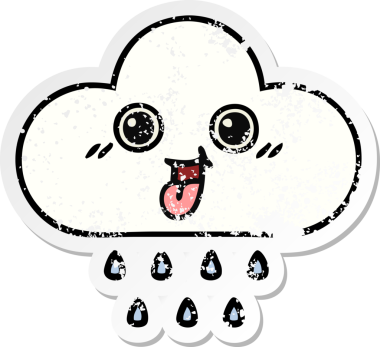 Bir insan tarafından çizilmiş tatlı bir yağmur bulutunun sıkıntılı çıkartması